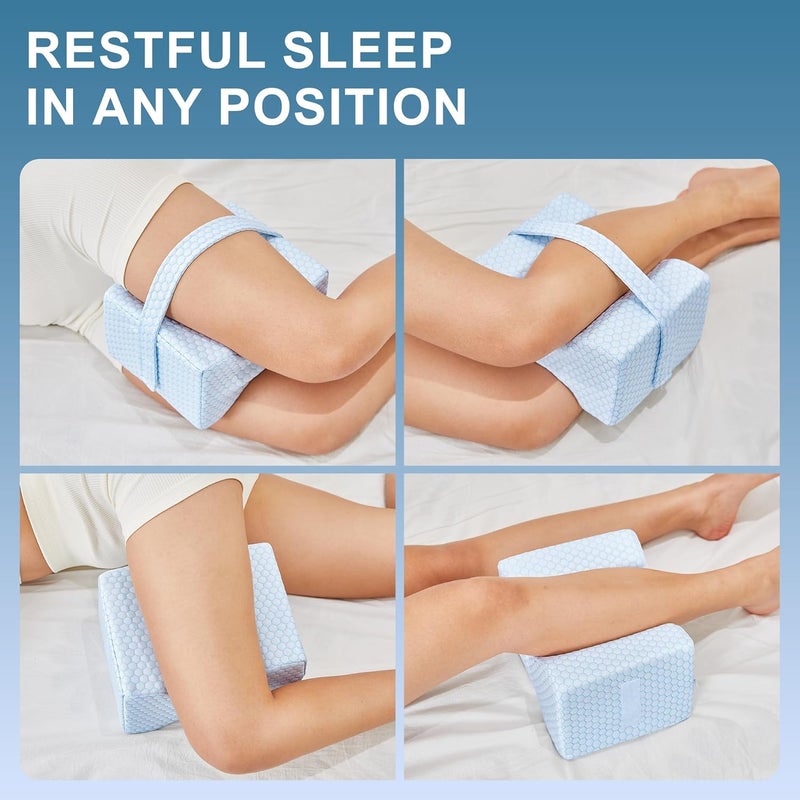 UJPFEO Knee Pillow for Side Sleepers,Cooling Leg Pillow for Sciatica, Knees,Back,Joints Between Legs,HIPS Pain Relief When Side Sleeping,Spine Aligning Support for Surgery Recovery, Removable Strap - Image 5
