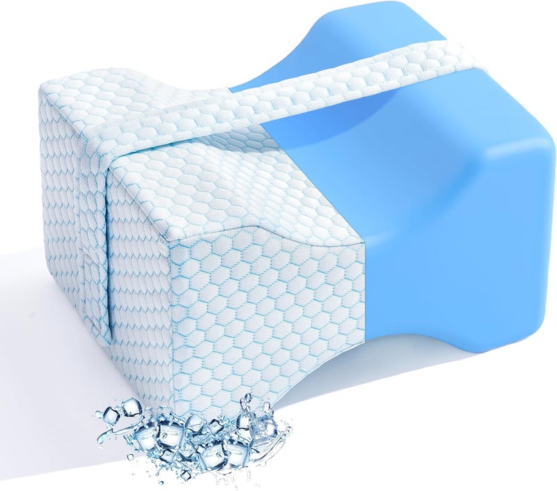 UJPFEO Knee Pillow for Side Sleepers,Cooling Leg Pillow for Sciatica, Knees,Back,Joints Between Legs,HIPS Pain Relief When Side Sleeping,Spine Aligning Support for Surgery Recovery, Removable Strap - Image 1