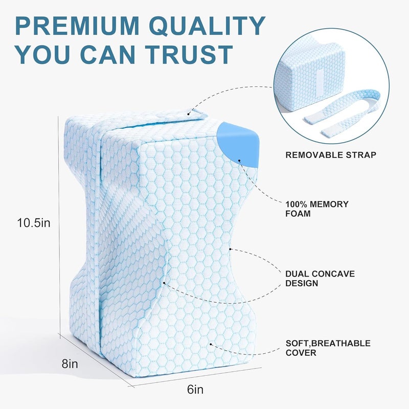 UJPFEO Knee Pillow for Side Sleepers,Cooling Leg Pillow for Sciatica, Knees,Back,Joints Between Legs,HIPS Pain Relief When Side Sleeping,Spine Aligning Support for Surgery Recovery, Removable Strap - Image 4