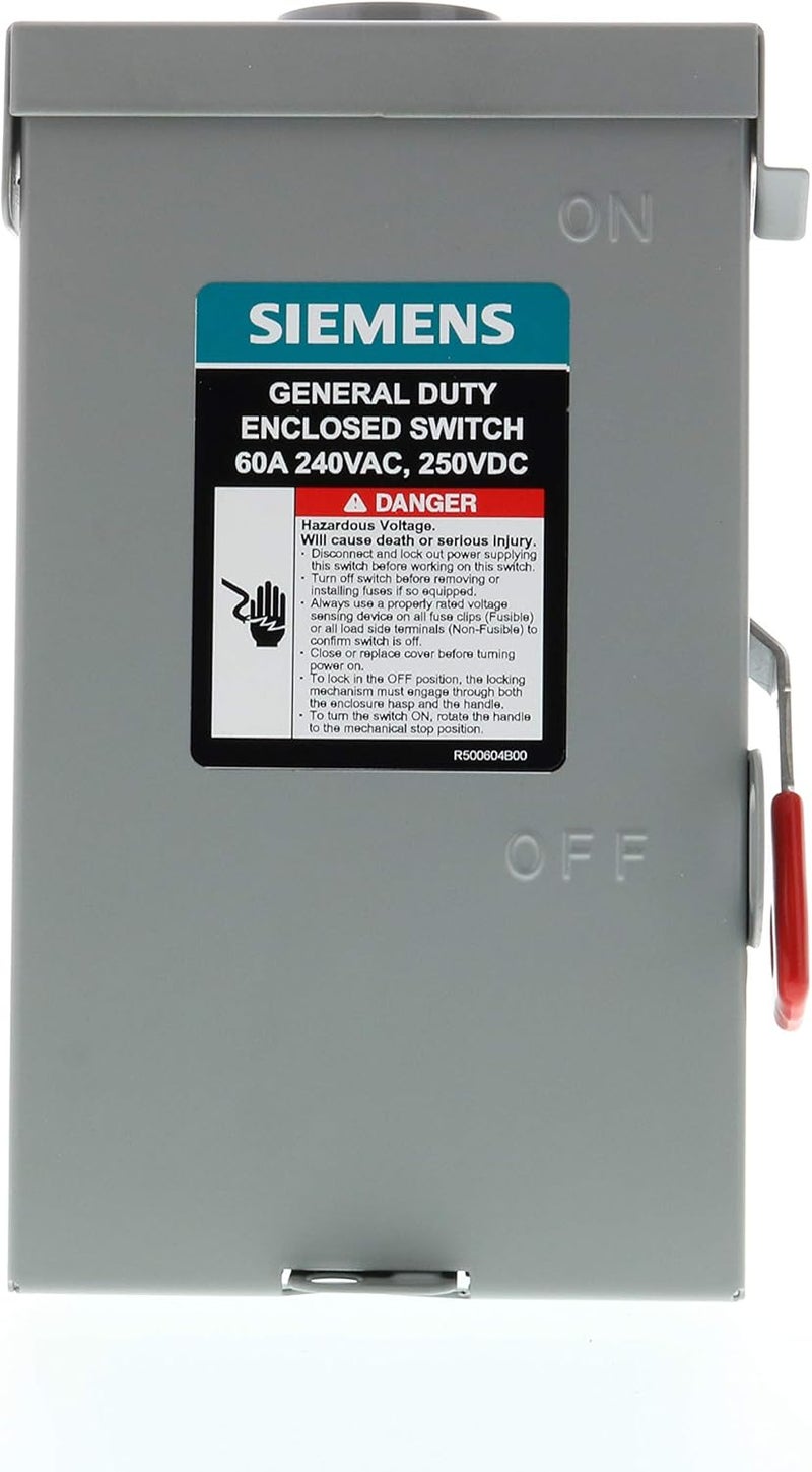 Siemens GNF322RA 60Amp 3Pole 240V General Duty Compact Series Safety Switch NonFusible Outdoor - Image 3