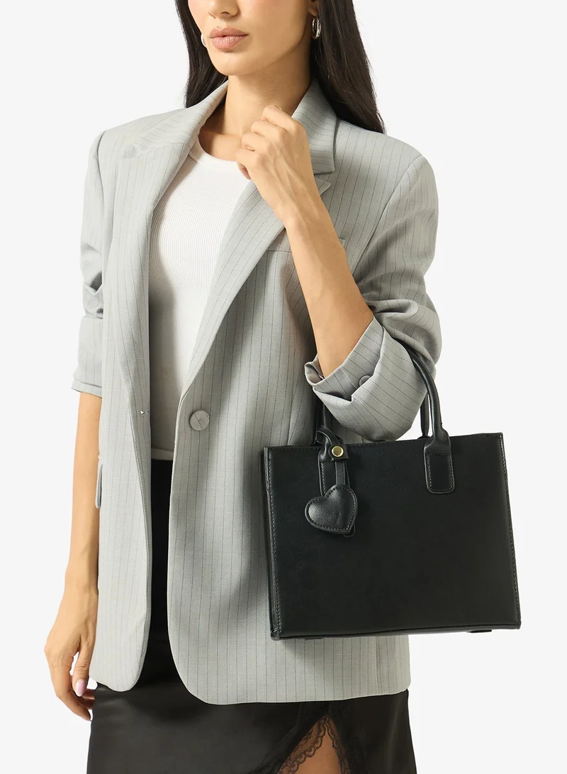 Khizana Black Satchel With Top Handle And Strap