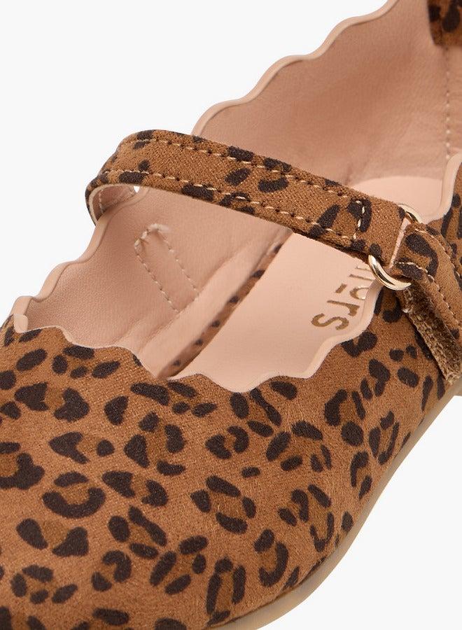 جونيورز حذاء باليرينا بطبعة حيوانات للبنات بإغلاق لاصق - Image 5