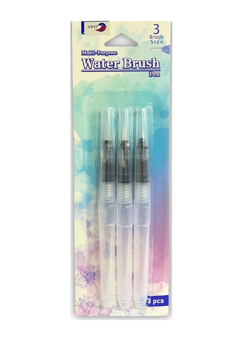 ATKET 3-Piece Multi Purpose Water Brush Pen Set Assorted Tip Sizes - Image 1