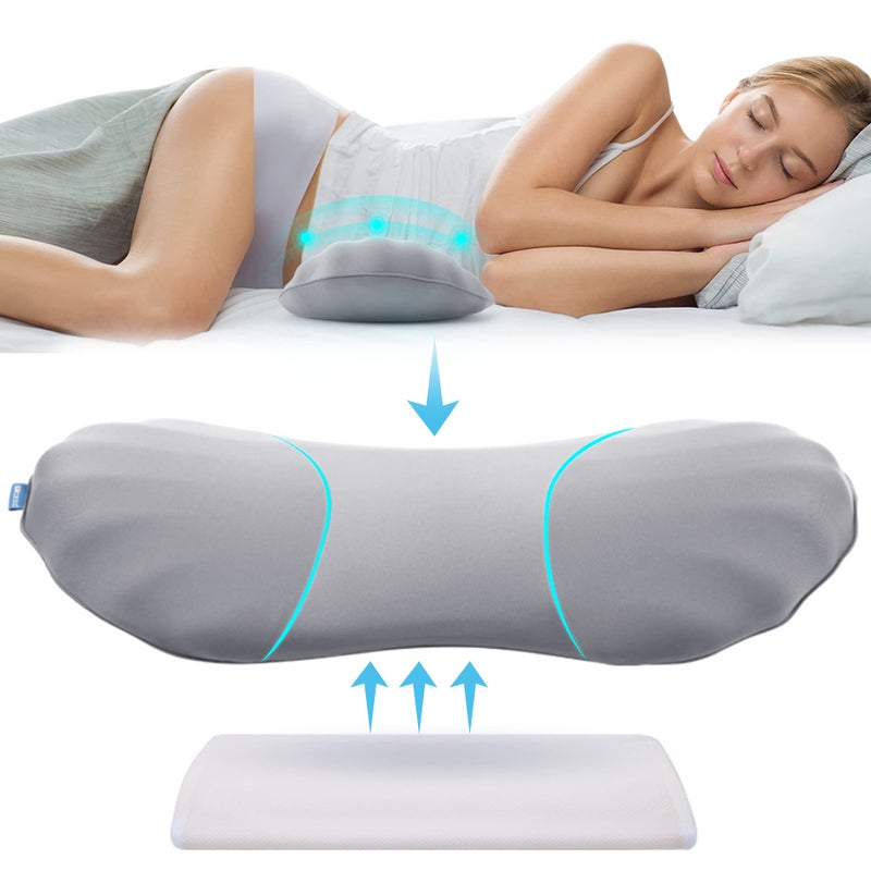RESTCLOUD RESTCLOUD Adjustable Lumbar Support Pillow for Sleeping Memory Foam Back Support Pillow for Lower Back Pain Relief and Sleeping Lumbar Support Pillow for Bed and Chair 