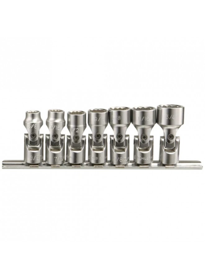 Genius Tools Genius Tools 7 Piece 3/8" Drive SAE Universal Hand Socket Set (12-Point), Cr-V Steel - US-307S  - Image 1