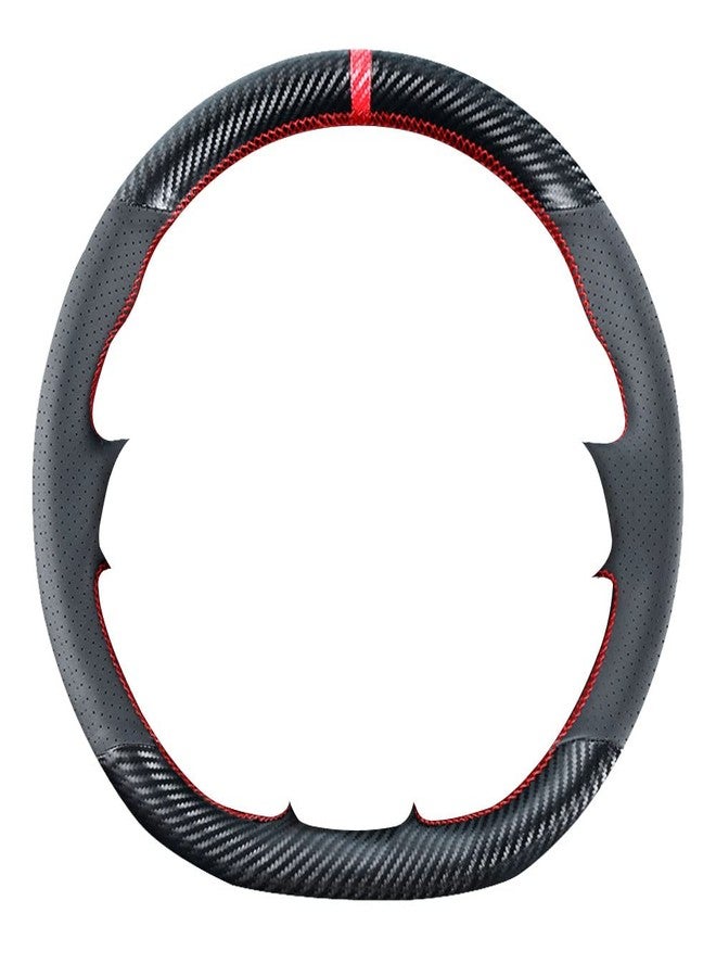 Kivnto DIY Stitching Carbon Fiber Steering Wheel Cover for Volkswagen VW Golf GTI 7 MK7 Golf R Jetta 2.0T GLI 2015 2016 2017 2018 2019 2020 2021 Black 15 inches Leather Interior Accessories - Image 2