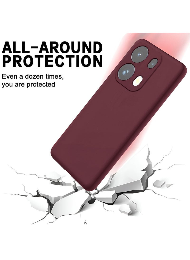 Wtech Oppo Reno13 Pro 5G 2024 Premium Soft Liquid Silicone Case Cover - Maroon - Image 4