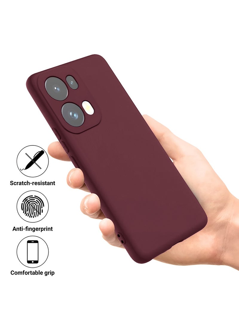 Wtech Oppo Reno13 Pro 5G 2024 Premium Soft Liquid Silicone Case Cover - Maroon - Image 2