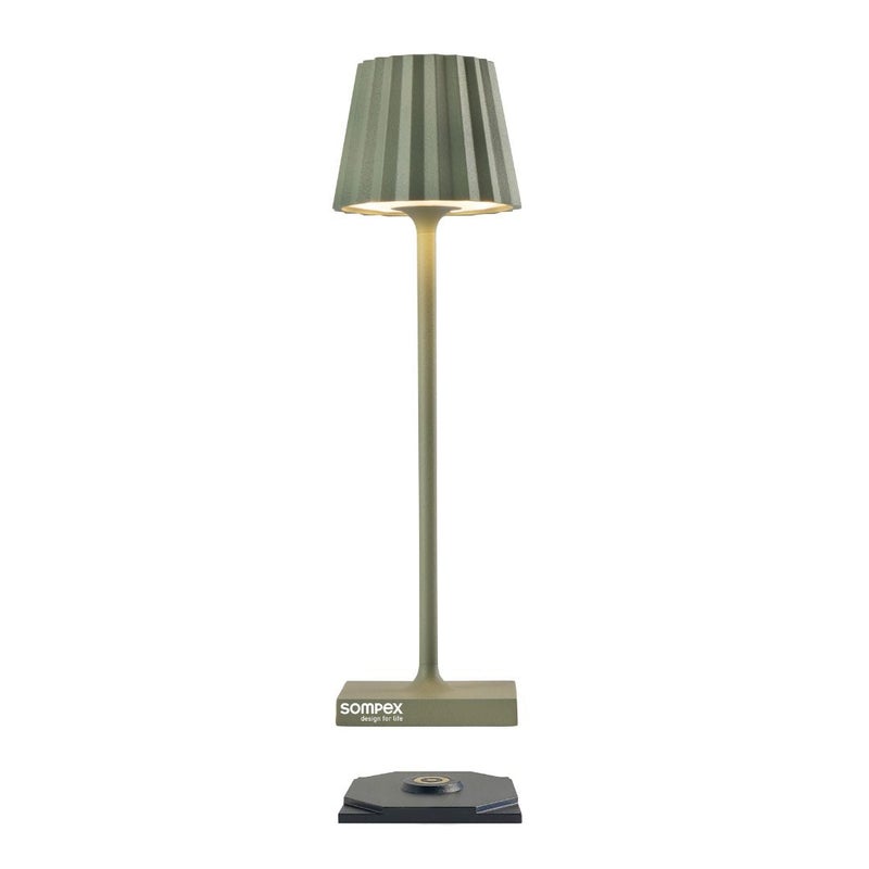 Sompex Troll Nano Table Lamp (Matte finish) | Indoor & Outdoor | 2 light colours | Stepless touch dimmer | 1.6W LED Battery Operated | Aluminium | 54 (splash and dust proof) 10 x 21 cm - Olive Green - Image 2