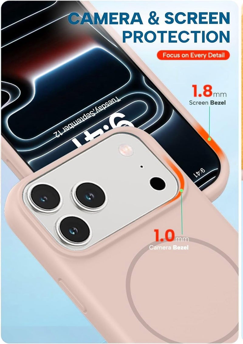 mobistyle Magnetic Silicone Back Cover for iPhone 17 Pro 6.3-Inch, Compatible with Mag-Safe, Silky Soft Touch, Shock Absorbing Phone Cover Case with Camera Lens Protection (Pink) - Image 2