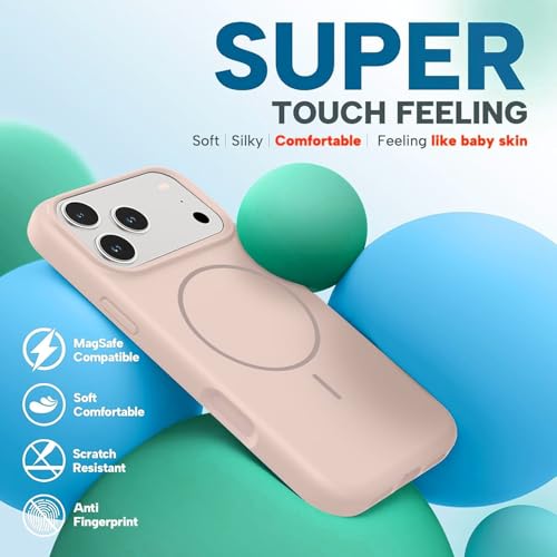 mobistyle Magnetic Silicone Back Cover for iPhone 17 Pro 6.3-Inch, Compatible with Mag-Safe, Silky Soft Touch, Shock Absorbing Phone Cover Case with Camera Lens Protection (Pink) - Image 3