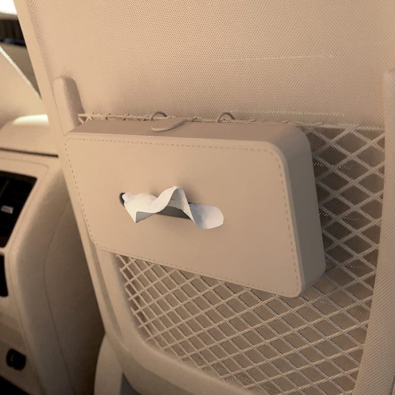 GFX Car Tissue Box Holder Universal Fit on Car Sun Shade Mountable Back Seat 1Pcs Beige - Image 4