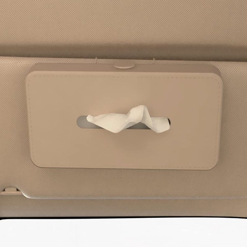 GFX Car Tissue Box Holder Universal Fit on Car Sun Shade Mountable Back Seat 1Pcs Beige - Image 5