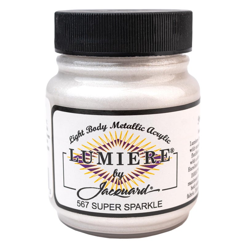 Jacquard Lumiere 225oz Fabric Paint Super Sparkle Metallic Paint for Fabric Leather Canvas Paper and Wood Lightbodied Metallic Acrylic Paint Lightfast Vibrant Metallic Acrylic Paints