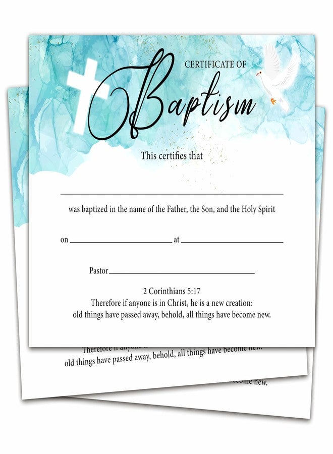 Gihyan Baptism Certificates for Church, Minimalist Baby Dedication Certificates with Baby Christening, Watercolor Blue Baptism Gifts for Baby Boys Girls Kids, 25 Pcs Baby Shower Baby Baptismal Award -16 - Image 1
