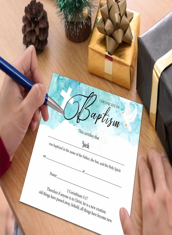 Gihyan Baptism Certificates for Church, Minimalist Baby Dedication Certificates with Baby Christening, Watercolor Blue Baptism Gifts for Baby Boys Girls Kids, 25 Pcs Baby Shower Baby Baptismal Award -16 - Image 3