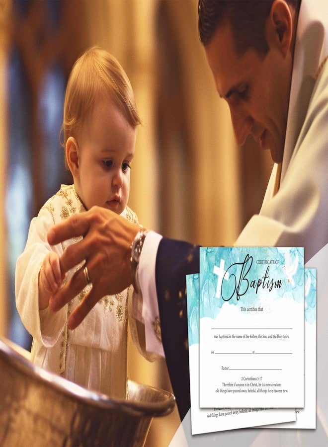 Gihyan Baptism Certificates for Church, Minimalist Baby Dedication Certificates with Baby Christening, Watercolor Blue Baptism Gifts for Baby Boys Girls Kids, 25 Pcs Baby Shower Baby Baptismal Award -16 - Image 4