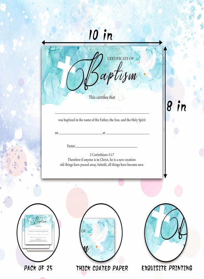 Gihyan Baptism Certificates for Church, Minimalist Baby Dedication Certificates with Baby Christening, Watercolor Blue Baptism Gifts for Baby Boys Girls Kids, 25 Pcs Baby Shower Baby Baptismal Award -16 - Image 2