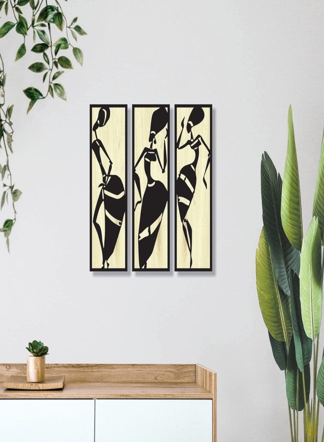 Creative Arts n Frames 4x13inch Wooden Wall Decor Art, Self Adhesive Wall Interior Design Decorative items for Living Room, Office, Drawing Room, Bedroom (Tribal 3 set of 3ps 4x13inch Wall Decor) - Image 3