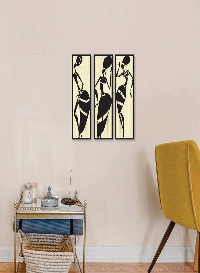 Creative Arts n Frames 4x13inch Wooden Wall Decor Art, Self Adhesive Wall Interior Design Decorative items for Living Room, Office, Drawing Room, Bedroom (Tribal 3 set of 3ps 4x13inch Wall Decor) - Image 2