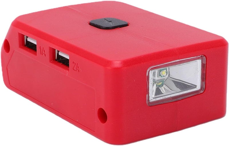 محول ضوء عمل LED، محول بطارية من نوع ABS مع منفذين USB ومنفذ DC، سطوع 140 لومن، لبطارية ليثيوم 18 فولت، للاستخدام في أماكن العمل والتخييم والشحن في حالات الطوارئ - Image 5