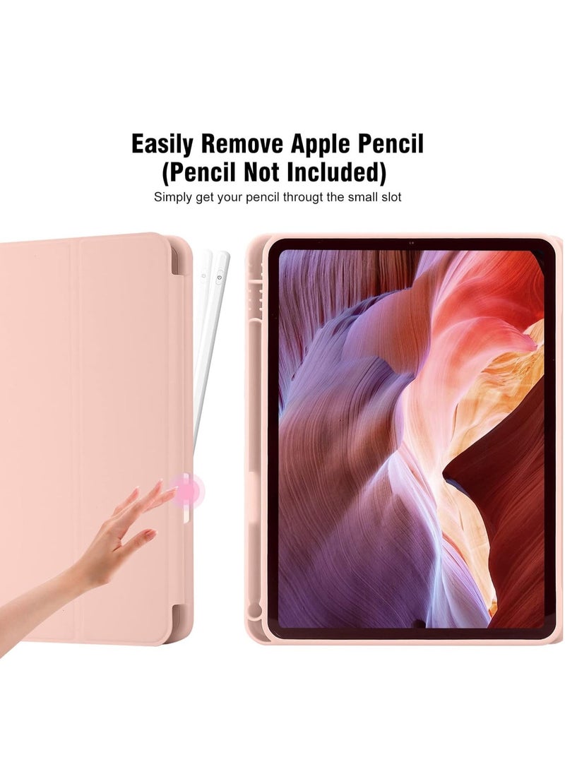 Raxoom iPad 10th Generation Case 2022 with Pencil Holder - Soft TPU Back Protective Smart Trifold Stand Cover for iPad 10.9 Inch (10th Gen), Auto Wake/Sleep - Rose Gold - Image 2