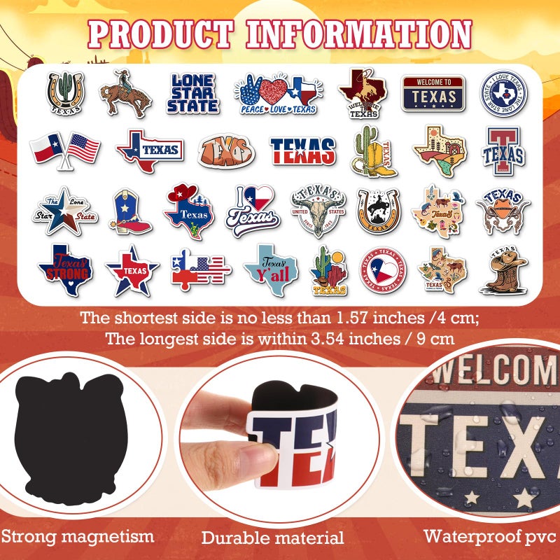 Konohan 30 Pcs Texas Souvenirs Gifts Texas Magnet for Refrigerator City Magnetic Refrigerator Stickers for Home Decoration - Image 2