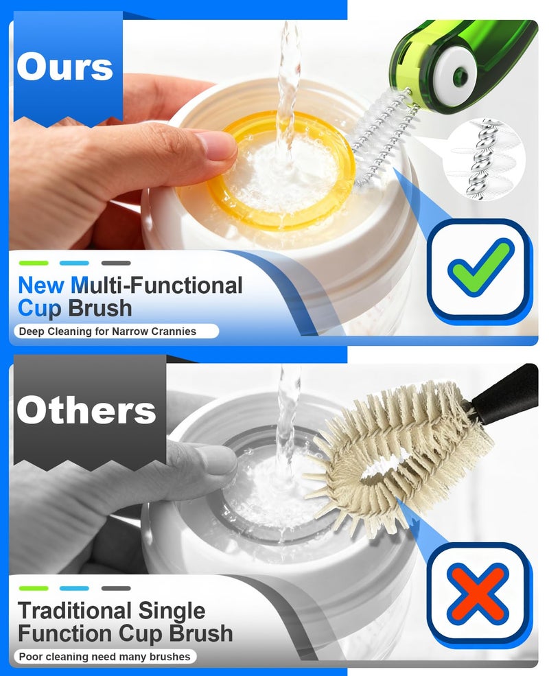 Fwomucl 3 in 1 Cup Lid Cleaning Brush 3 PCS - Home Kitchen Multifunctional Cleaning Brush Set, Gap Cleaner Brushs and Portable Travel Bottle Lid Cleaner Tools (Multicolor) - Image 5