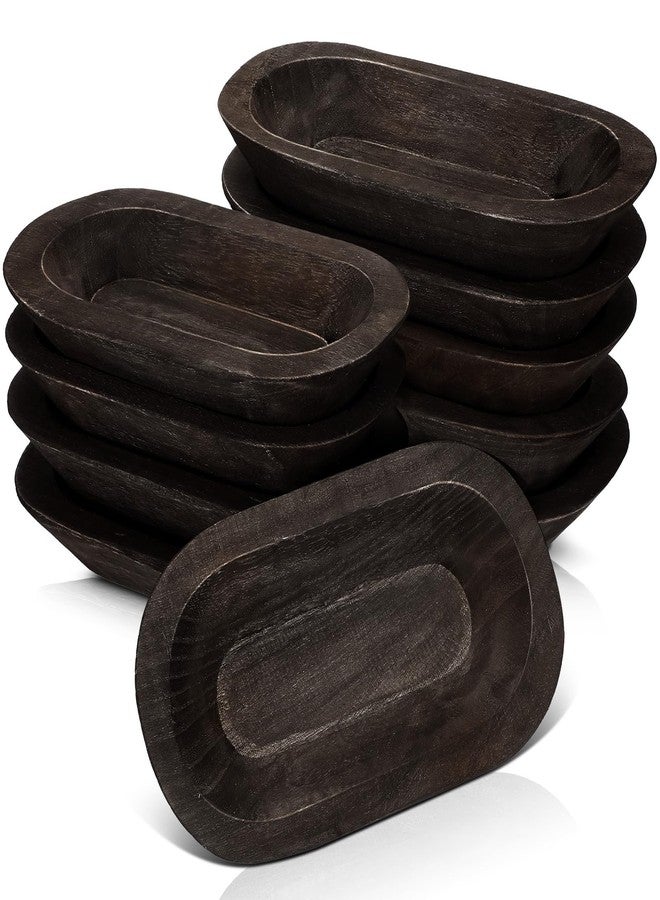 Nuogo 10 Pack Wooden Dough Bowls Bulk Rustic Dough Bowls Hand Carved Wood Bowl Dining Room Paulownia Bowls for DIY Home Crafts Making Farmhouse Fruits Supplies Decoration - Image 1
