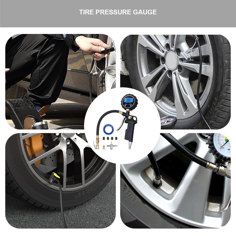 Digital Air Pressure Gauge - Digital Quick Connect with Inflator - Truck Tire Pressure Gauge Inflator - for Truck Rv Motorcycle Trailer Home Workshop Garage Daily Travel - Image 5