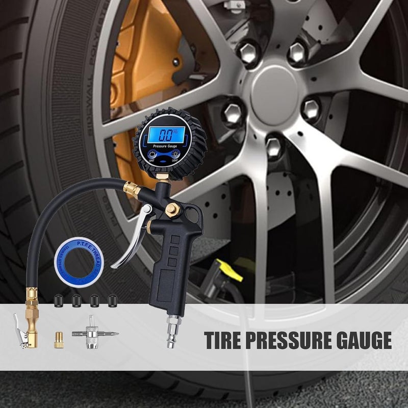 Digital Air Pressure Gauge - Digital Quick Connect with Inflator - Truck Tire Pressure Gauge Inflator - for Truck Rv Motorcycle Trailer Home Workshop Garage Daily Travel - Image 2