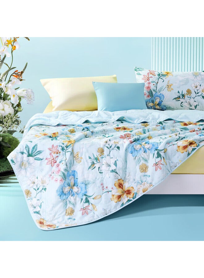 Fuanna Summer Quilt, Pure Cotton Seven-hole Antibacterial Air Conditioning Quilt, Single Student Dormitory Thin Summer Quilt 152x210cm - Image 2