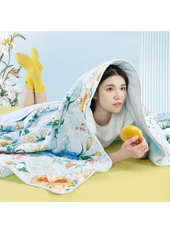 Fuanna Summer Quilt, Pure Cotton Seven-hole Antibacterial Air Conditioning Quilt, Single Student Dormitory Thin Summer Quilt 152x210cm - Image 3