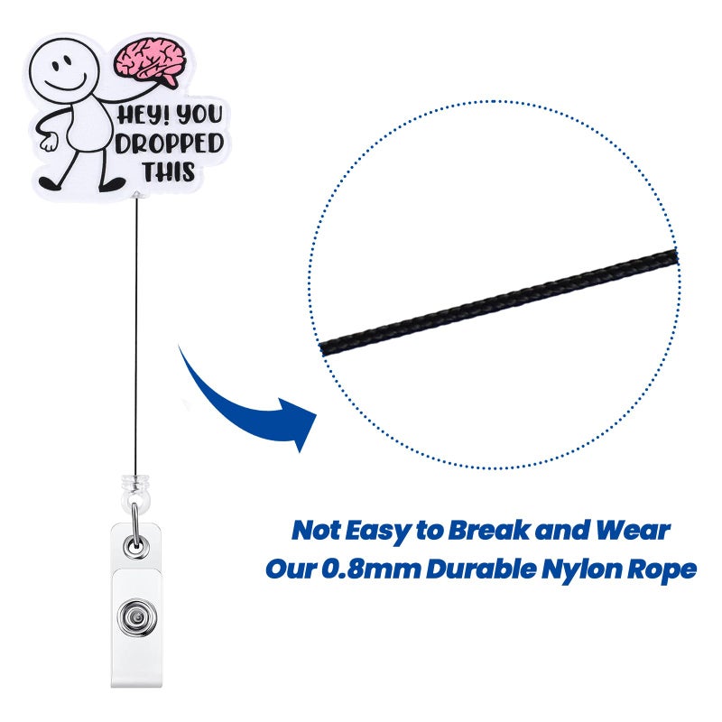 BVIIE Hey You Dropped This Funny Badge Reel  Cute Brain Retractable Id Card Badge Holder  Name Tag Work Badge Clip For Neurology Ct Rn Lpn Cna Ma Er Night Shift Nurse Nursing Student Doctor  Nurse Gifts - Image 5