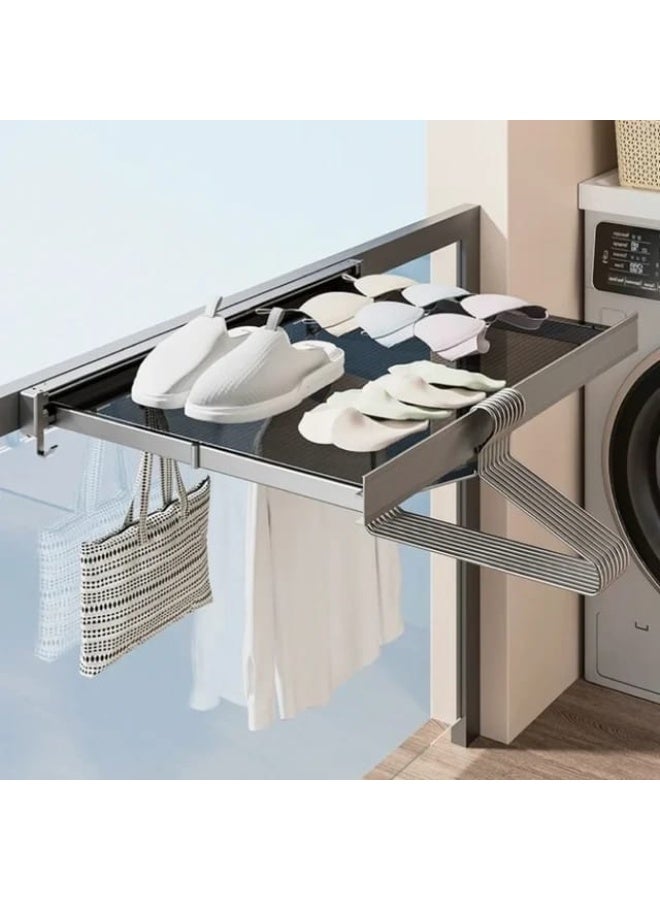 Foldable Balcony Drying Rack with Shoe Tray & Hanger Bar – Space Saving Laundry Drying Stand - Image 1