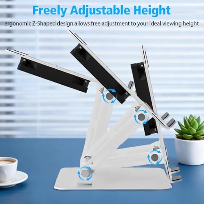 rayihni LAPTOP STAND, ADJUSTABLE HEIGHT LAPTOP RISER WITH COOLING FAN ERGONOMIC NOTEBOOK STAND FOR 10-17.3'' LAPTOPS, FOLDABLE LAPTOP COOLING PADS COMPUTER STAND FOR DESK HOME OFFICE - Image 3