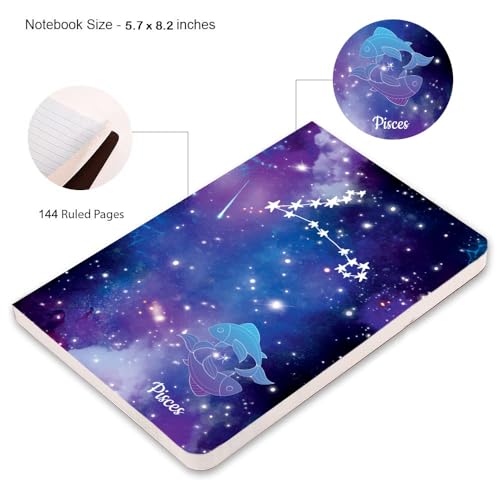 AccuPrints A5 Premium Soft Bound Notebook Size 5.8 * 8.25 inches Diary for Girls and Women (144 Ruled Pages with planner, 80 GSM) (Pisces zodiac signs) - Image 4
