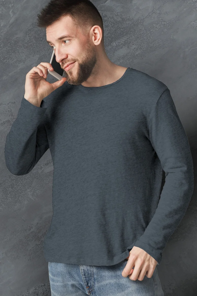 Rock&Roll Plain White, Anthracite, Gray Long Sleeve Men's T-Shirt 3-Piece Eco Pack