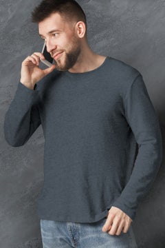 Rock&Roll Plain White, Anthracite, Gray Long Sleeve Men's T-Shirt 3-Piece Eco Pack  - Image 5