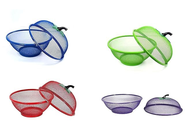 KIDINGTON Apple Shape Net Fruits Basket for Kitchen Fruit Basket with Net Cover Vegetables Fruit Bowl for Dining Table Fruit Storage Basket with lid - Image 4
