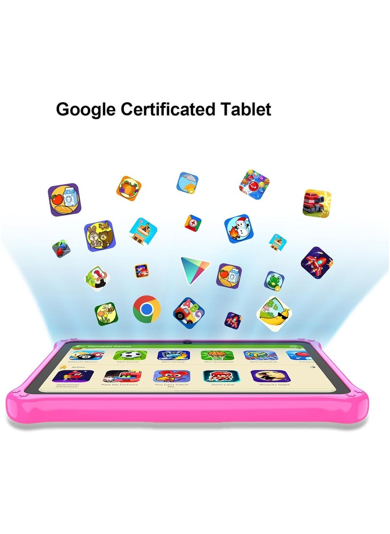 7 inch Android Tablet for Kids, WiFi Kids Tablet, 2GB+2GB RAM 32GB ROM Quad-Core Toddler Tablet with Shockproof Case, Bluetooth, WiFi, Parental Control, Dual Camera,  Educational Games (Pink)