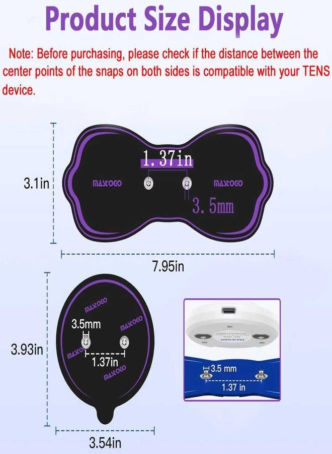 MASTOGO Wireless TENS Unit Electrode Pads Combo Set - 8-Pack Multi-Size Replacement Pads for Wireless TENS Units, Reusable with 3.5mm Snap Connectors (Please Check Electrode Pad Sizes Before Purchase) - Image 3