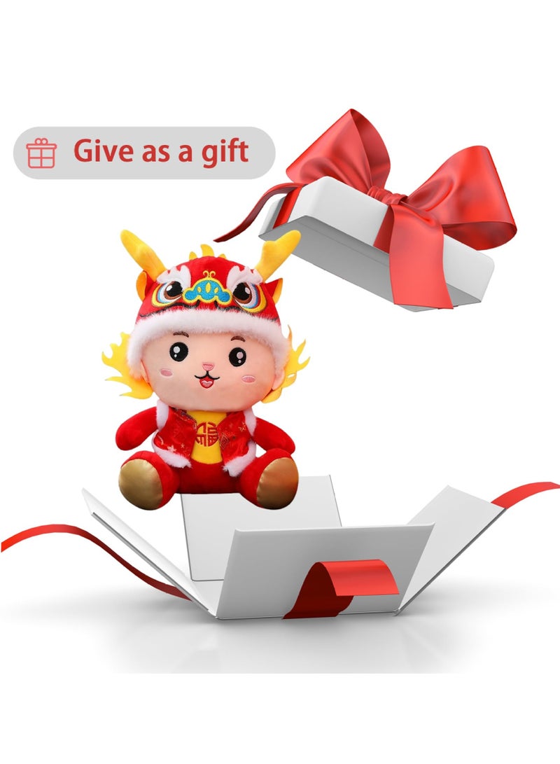 SYOSI Dragon Plush Toy 2024 Chinese New Year Dragon Toy Chinese Dragon Stuffed Animals Plush 7.9inch Zodiac Sitting Embroidered PP Cotton Chinese New Year Gift for Spring Festival Lunar Year Decorations - Image 3