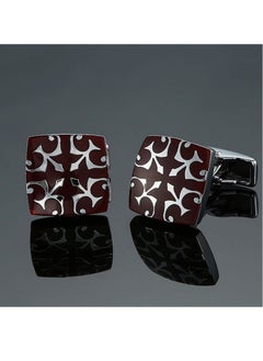 French Style Shirt Cufflinks Redwood Carbon Fiber Retro Pattern Cufflinks