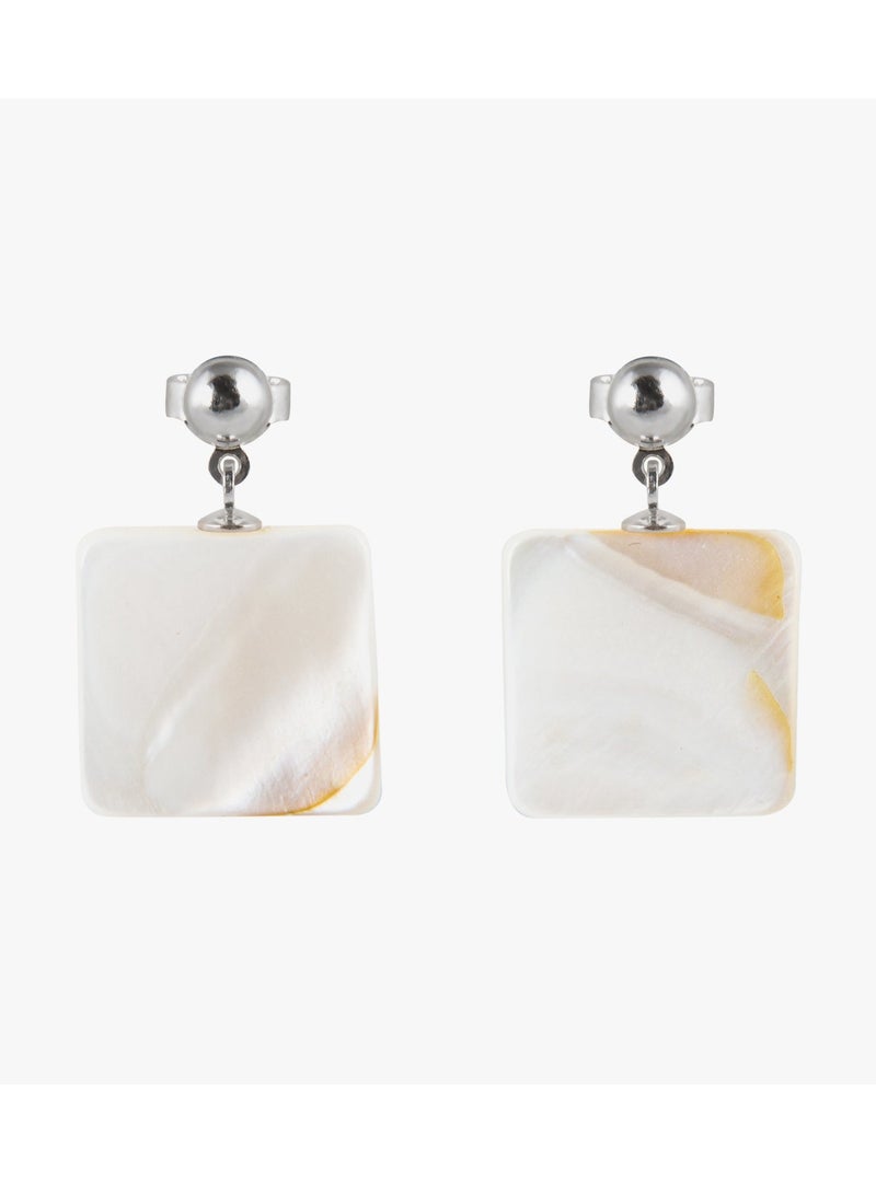 Minza ” Athens ” Pure 925 Sterling Silver, Shell stone, Handmade Earrings for Women, Stud Earrings, 0.800 grams of Silver, Jewelry for Casual & Special Occasion - Image 2