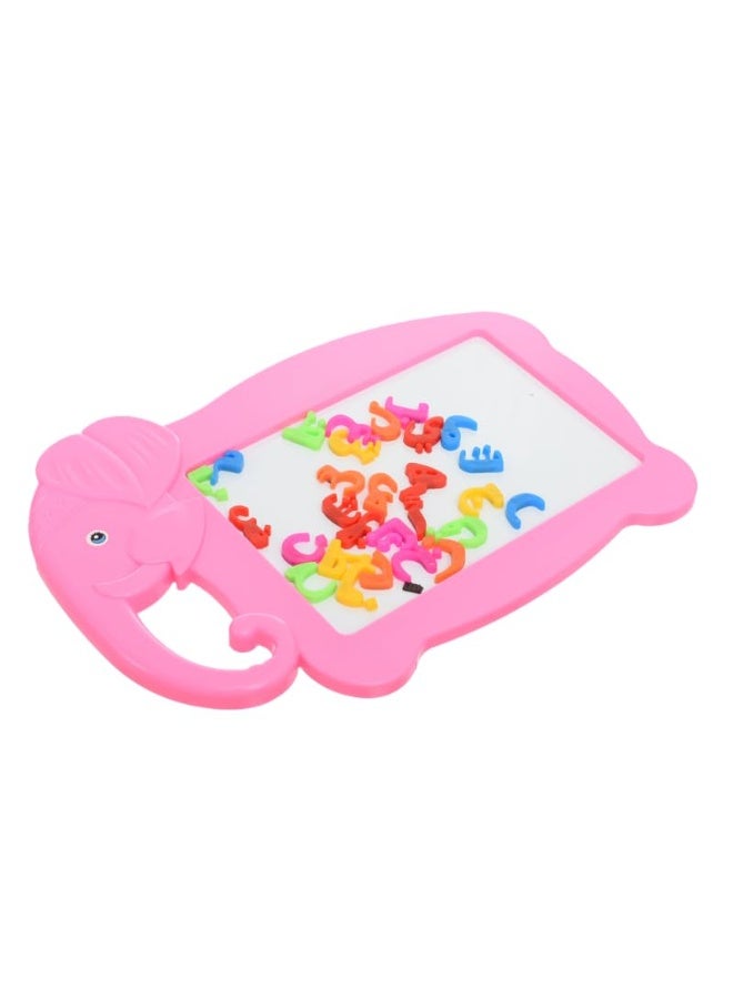 Plastic Magnetic Erasable Drawing And Writing Elephant Shaped Board With Alphabet Arabic Letters Aiming To Improve Arabic And Creativity Skills For Children  - Pink - Image 3