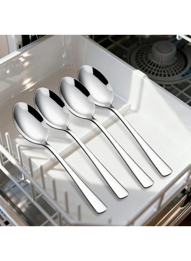LANGMINGDE 4-Piece Soup Spoons Set, 8.26" Stainless Steel Large Dinner Spoon with 5.5" Long Handle for Soup, Cereal, Dessert, Serving, Dishwasher Safe - Image 5