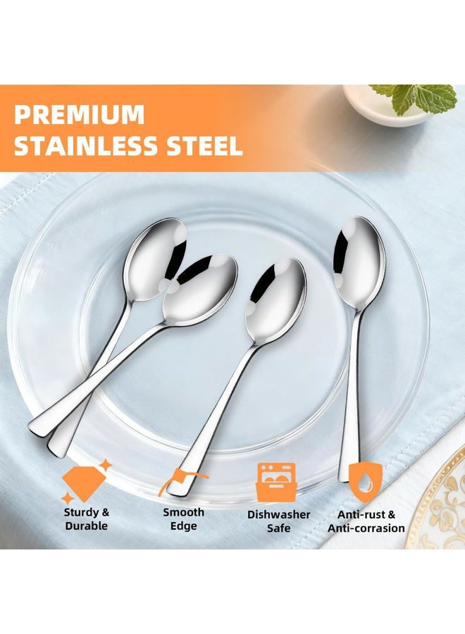 LANGMINGDE 4-Piece Soup Spoons Set, 8.26" Stainless Steel Large Dinner Spoon with 5.5" Long Handle for Soup, Cereal, Dessert, Serving, Dishwasher Safe - Image 3