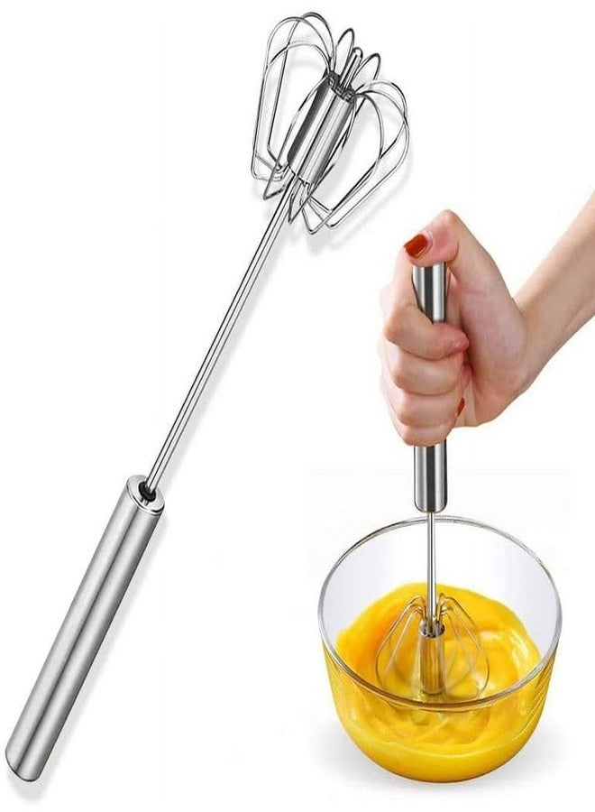 SHREESHANN Egg Beater Stainless Steel Semi-Automatic Whisk Handhold Push Egg Beater Manual Egg Blender Egg Whisk for Kitchen Baking Egg Whiskers for Home,Cake Shop Sliver (Pack Of 1) - Image 1
