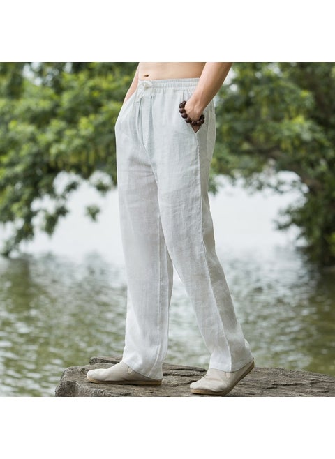 2023 Breathable Linen Pants for Men White